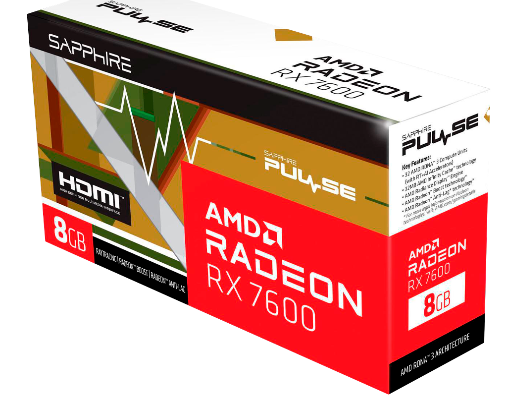 SAPPHIRE PULSE Radeon RX 7600 8GB GDDR6