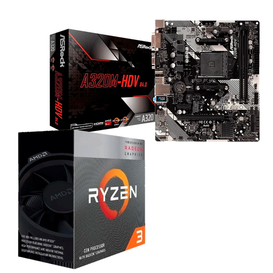 Combo - AMD Ryzen™ 3 3200G + ASRock A320M-HDV - USADO